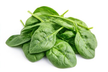 Fototapeta premium Fresh spinach leaves on white background. AI generated illustration.