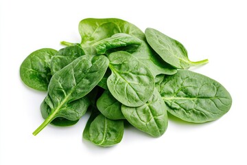 Fototapeta premium Fresh spinach leaves on white background. AI generated illustration.