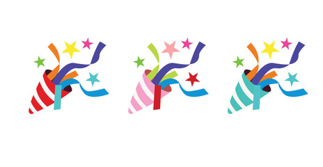 Party popper confetti joy festive birthday celebration emoji vector symbol sign icon illusration