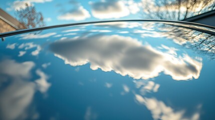 A reflective mirror plate capturing a unique perspective.