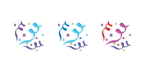 Fototapeta premium Party popper confetti joy festive birthday celebration emoji vector symbol sign icon illusration