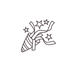 Party popper confetti joy festive birthday celebration emoji vector symbol sign icon illusration