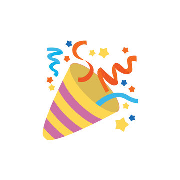 Party popper confetti joy festive birthday celebration emoji vector symbol sign icon illusration