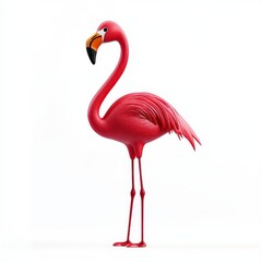 Fototapeta premium Pink Pixelated Flamingo on White Background