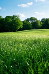 Obraz premium a close up of a field of grass with a sky background