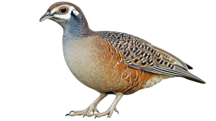 Ferruginous partridge standing on transparent background