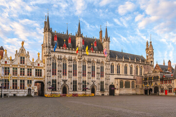Obraz premium Burg Square with Bruges City Hall and Police Office located in Brugge, Belgium