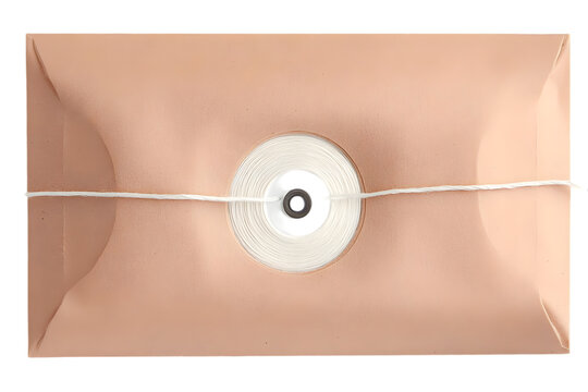 Isolated Package Sealed with Brown Kraft Paper Envelope and White String - Powered by Adobe