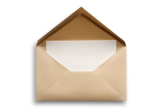 Elegant open envelope revealing a blank card suitable for romantic or formal invitations