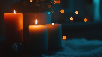 Lit Candles And Decorations Casting A Warm Ambient Glow