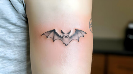 Obraz premium Small Dotwork Bat Tattoo On Light Skin Arm