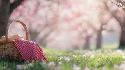 Picnic Basket in Spring Garden