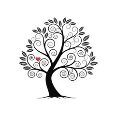 Obraz premium Spiral Tree Silhouette Showing Growth and Time