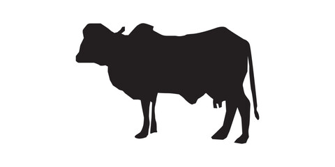 Cow graphic icon. Cow black silhouette isolated on white background. Vector illustration