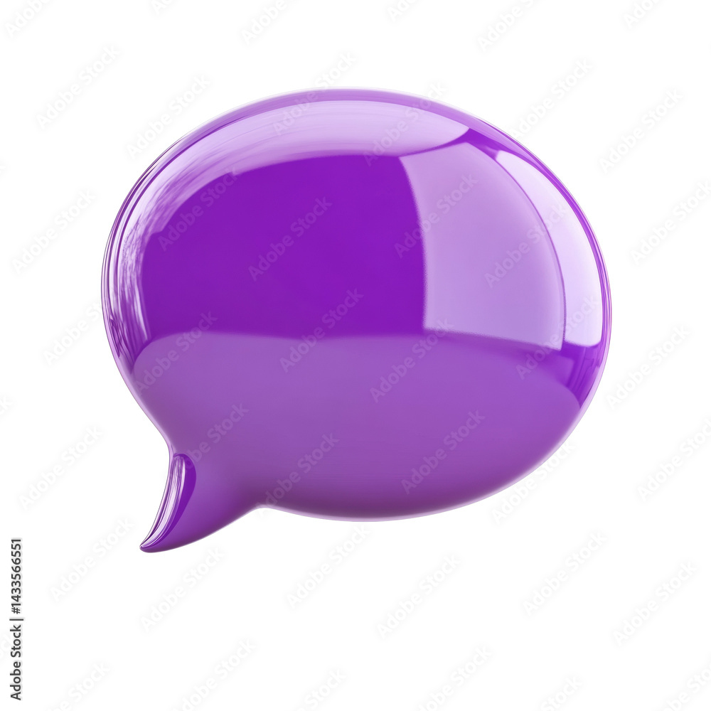 Poster glossy purple speech bubble suggesting communication on an ethereal plane isolated