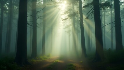 Morning Mist in Forest &ndash; Serene and Mystical Nature Concept