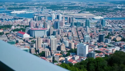 Cityscape from above, urban sprawl