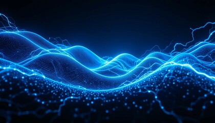 Electric Blue Data Waves: Abstract Energy Field