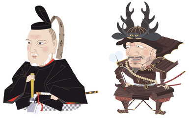 本田平八郎と保科正之　肖像画デフォルメ