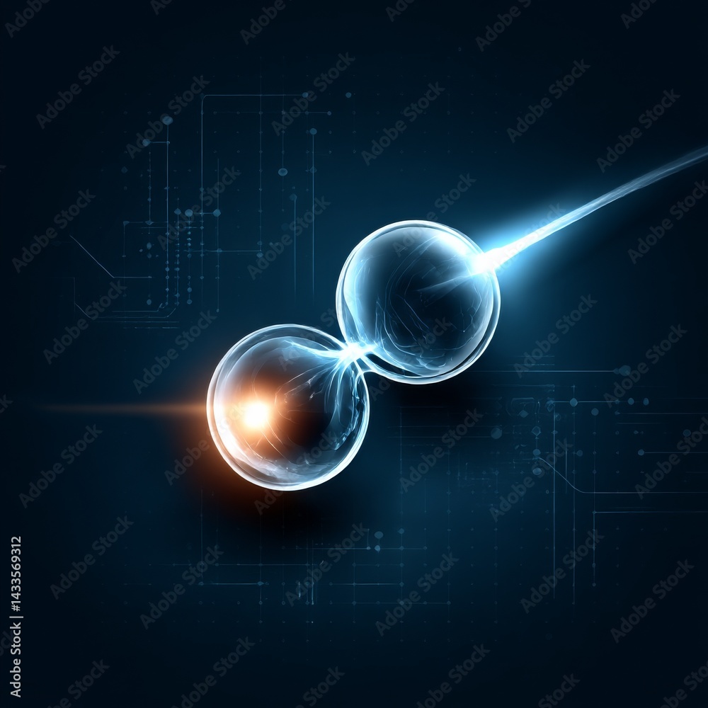 Aufkleber cell division with energy transfer: abstract scientific visual representing cellular processes