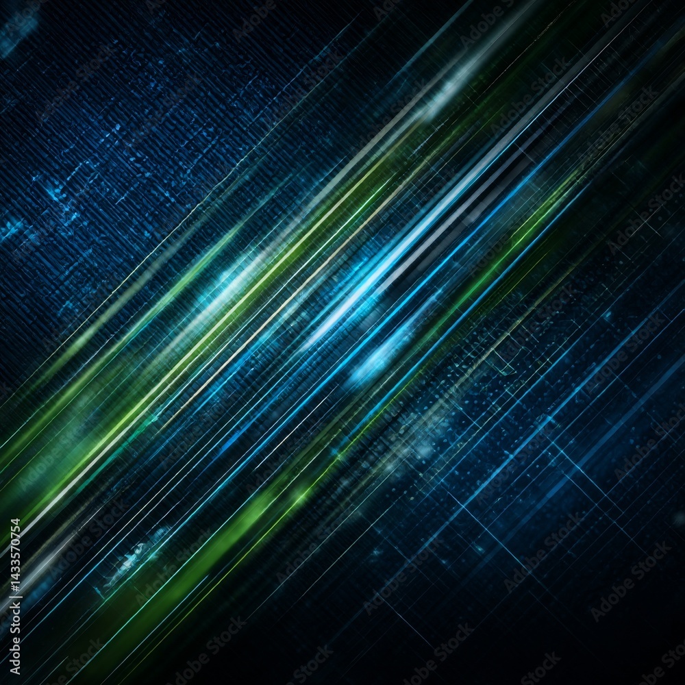 Leinwandbilder futuristic matrix: abstract background with glowing blue and green lines and intricate details