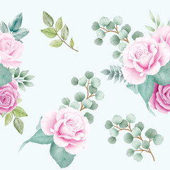 hand draw floral roses seamless pattern