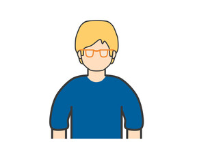 White man with glasses in blue