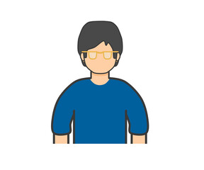 Glasses man in blue clothes
