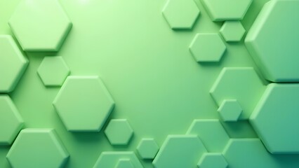 A vibrant green background featuring a pattern of hexagonal shapes in varying sizes, creating a modern and dynamic visual effect.