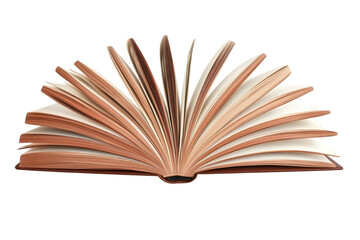 Open Vintage Book Illustration with Brown Pages on a Transparent Background