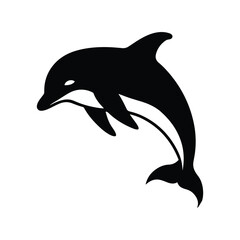 dolphin silhouette isolated on white background. 