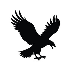 Silhouette of eagle on white background. Vector illustration of flying eagle.  