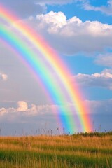 Obraz premium there is a rainbow that is in the sky over a field