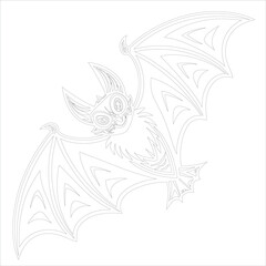 Bat Line art Illustration Flying Bat Silhouette Drawing for Halloween and Gothic Designs