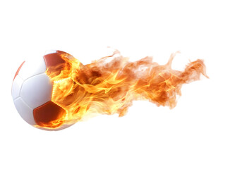 Realistic 3D Illustration of a Soccer Ball on Fire with Transparent Background