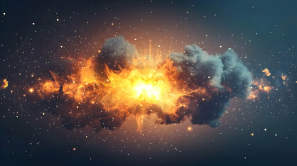 Obraz premium Abstract Explosion In A Dark Cloud