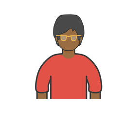 Black man with glasses in red