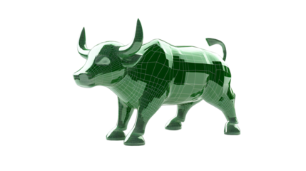 Green Bull Market Symbols 3D Depiction Isolated