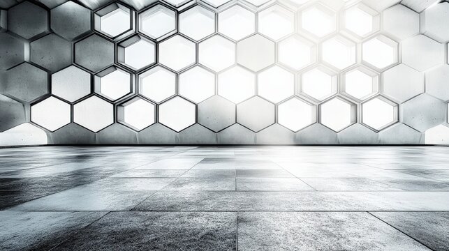 Modern Geometric Hexagonal Wall Interior