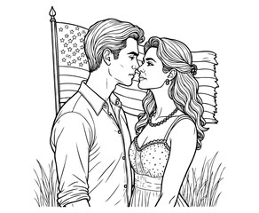 Commander-in-Love Independence Day Coloring Page
