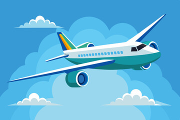 Airplane Flying in Partly Cloudy Sky