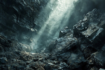 Generative AI Illustration of Geological Faults and Tectonic Processes in Arid Landscape