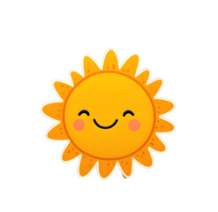 Fototapeta premium Cute sun with smile for sticker. Design element.