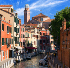 Scenic cityscape of Venice city with beautiful old architecture and Grand Canal