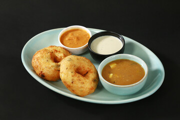 Sambar & vada on plate