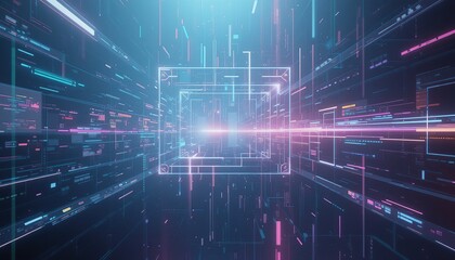Fototapeta premium Futuristic Digital Data Stream Tunnel Abstract Background