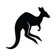 Kangaroo silhouettes on white background. Vector illustration. 