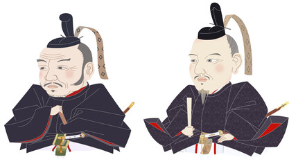 立花宗茂と細川勝元　肖像画デフォルメ