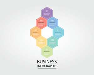 Business Infographic modern design template for banners and infographics for 8 hexagon step 