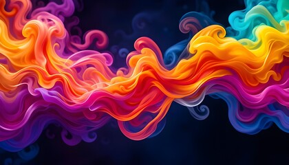 Abstract Multicolored Smoke with Neon Lights for Advertising and Gadget Wallpaper Design